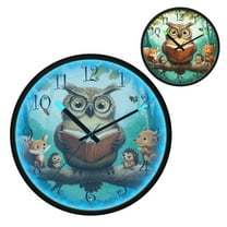 Voice Activated Clock with Glow Light 12 Inch Large Silent Wall Clock Battery Operated for Home Decor Owl Wearing Glasses