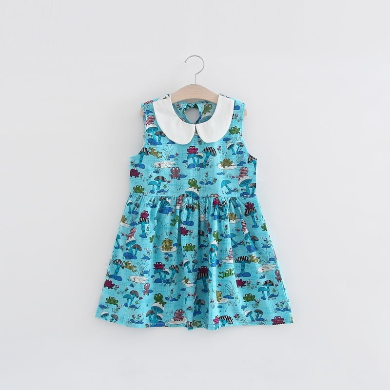 Fashion Frog Print Princess Dresses Doll Collar One piece Dress Baby Girl Clothes Walmart