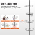 thumbnail image 4 of 42"-114" Adjustable Shower Corner Caddy Tension Pole - Rust-Proof Stainless Steel with 4 Shelves, Towel Bars & Soap Holder, 4 of 6