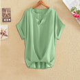thumbnail image 2 of Women's Fashion Shirt Short Sleeve V Neck Summer Top Stylish Slit Design Casual Blouse Trendy Spring Long Sleeve Comfortable Soft Fabric, 2 of 2