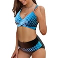 thumbnail image 2 of LAICAIW Womens Two Piece Swimsuits Wrap Front Bikini High Waisted Bottom Tummy Control Bathing Suits Vintage Print Swimwear, 2 of 7