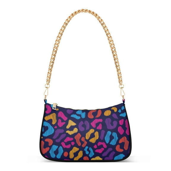 Leopard Womens Chain Shoulder Bag Tote Handbag Clutch Hobo Purse with Zipper for Travel Casual