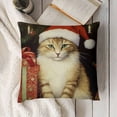 thumbnail image 3 of YINGXI  Hopyeer Merry Christmas Animals Home Sofa Couch Decoration Throw Pillow Covers Vintage Style Xmas Cute Cat in The Santa Hat Pillowcase Cushion Cove(CA-Cat) 24x24in, 3 of 5