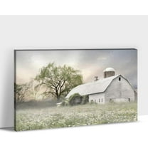 Farmhouse Canvas Wall Art - Turquoise Old Barn Picture Canvas Prints for Rustic Home Wall Decor, Teal Farmhouse Wall Art Framed Canvas for Western Home Decor Ready to Hang 12x18 inches