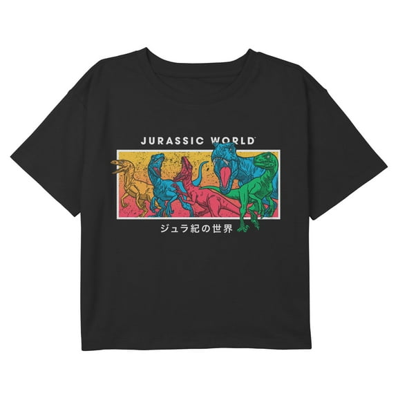 Girls Jurassic World Art Box Dinosaur Graphic Cropped T-Shirt