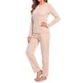 thumbnail image 4 of MOSHU Womens Pajama Sets Two Piece Thermal Underwear for Women Crew Neck Long Sleeve Tops and Leggings Lounge Sets, 4 of 12