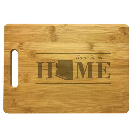 PrecisionNC Housewarming Gifts Arizona Home Sweet Home Engraved Large Sized Natural Wood Cutting Board Bamboo