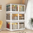 thumbnail image 3 of EnHomee 3 Pack Foldable Storage Bins with Doors & Wheels 150QT Collapsible Storage Bins with Lids Stackable Storage Organizers, 3 of 7