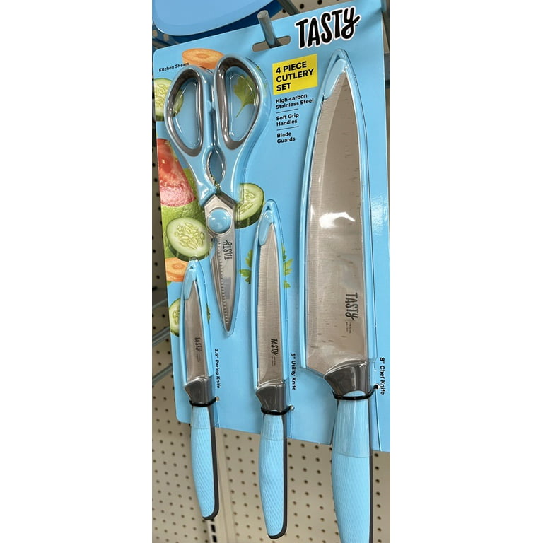 Tasty Cutlery Knife Set with Shears, Stainless Steel, Blue, 4 Piece 