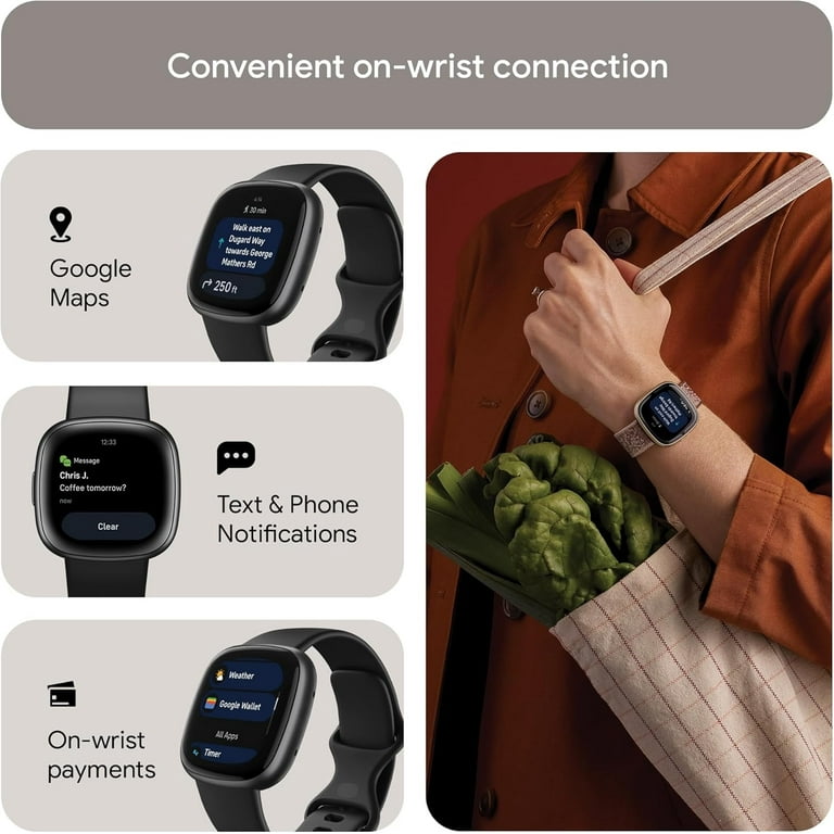 fitbit versa ブラック Fitbit Versa 4 Smartwatch - Graphite Aluminum with Black