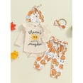 thumbnail image 2 of Suealasg Baby Girls 5Pcs Halloween Clothes 3 6 12 18 Months Infant Girls Halloween Outfits Long Sleeve Pumpkin Print Romper+ Pants +Headband +Hat +Belt, 2 of 7
