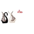 thumbnail image 1 of Elegante juego de figuras de cisne y ciervo de cerámica para escritorio, estantería, aniversario, chimenea, cocina, comedor, mesa, artesanía., 1 of 8
