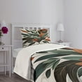 thumbnail image 3 of Ambesonne Boho Quilted Bedspread Set 2 Pcs, Mid Century Exotics Art Leaves, Twin Size, Orange Laurel Green Grey, 3 of 4