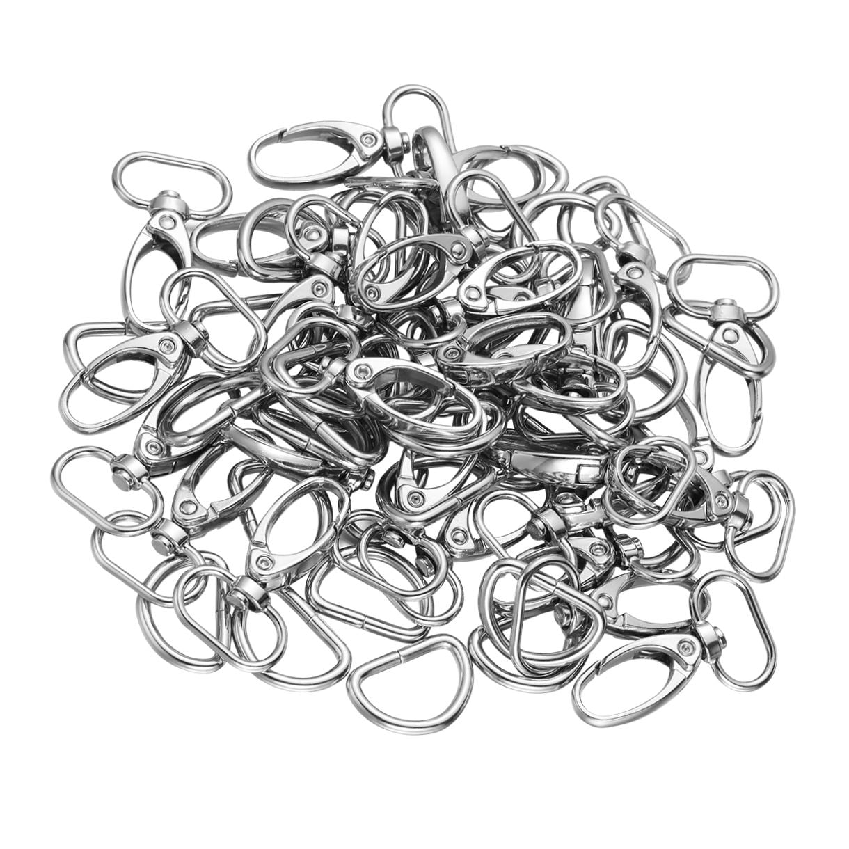 FRCOLOR VORCOOL 30pcs 360 Degrees Swivel Trigger Lobster Snap Clasps Hooks with D-rings (Silver)
