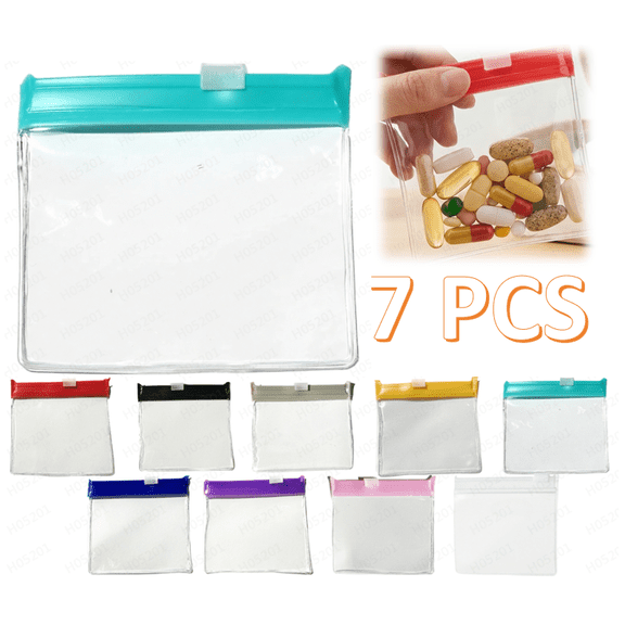 Self Sealing Medicine Bags‑Pill Pouch Bags Zippered, Plutput Reusable Pill Baggies for Medicine Bags Portable Self Sealing Travel Medicine Packets,2.91 x 2.91 Inch