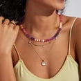 thumbnail image 6 of Beaded Gemstone Necklace for Women, Colorful Boho Bead Choker Natural Stone Surfer Beach Necklaces Gold Plated Summer Handmade Jewelry, 6 of 6