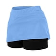 thumbnail image 4 of FASHOFT Tennis Skirt For Women Solid Color Elastic Double Layer Skort With Outer Pockets Relaxed Fit For Fitness And Casual Sports Wear Womens Athletic Skirts Light Blue, 4 of 6
