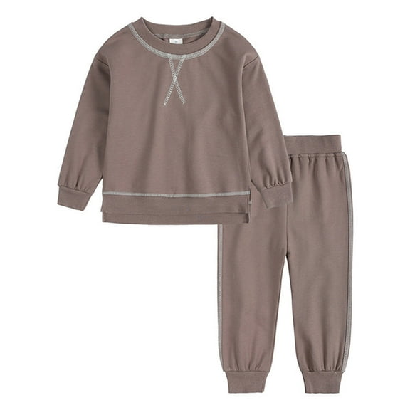 Zshosam Girls Fall Outfits Pattern Outfit Toddler Baby Girl Boy Long Sleeve Sweatshirt Pants Clothes Fall Winter,Coffee 120