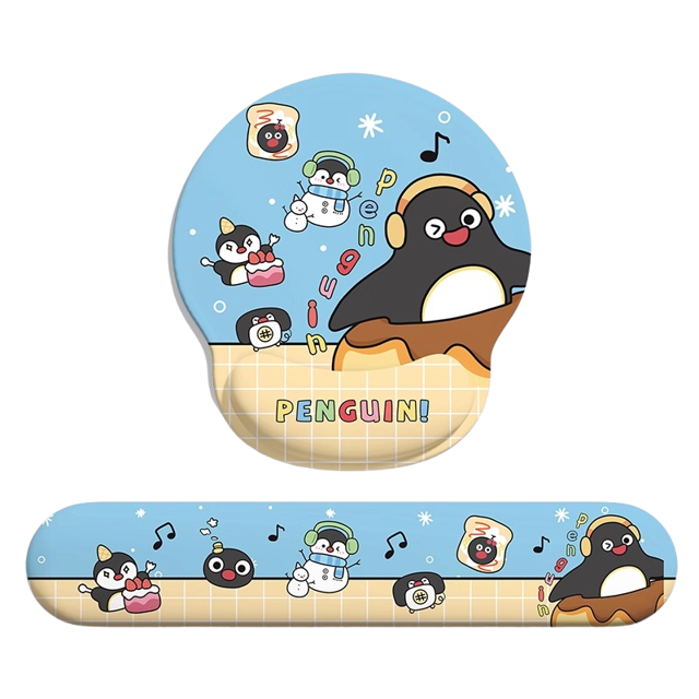 Juego de alfombrillas de ratón con reposamuñecas y teclado Cute Penguin