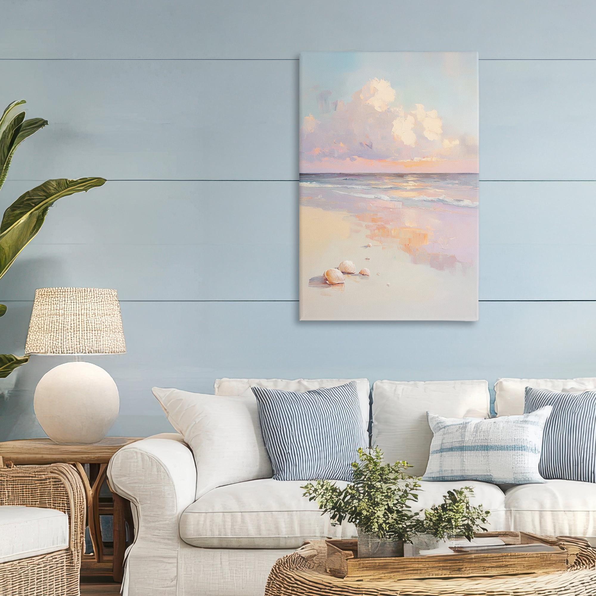 Stupell Industries Pastel Sunset Over Seashells Canvas Wall Art, design by Sisi and Seb
