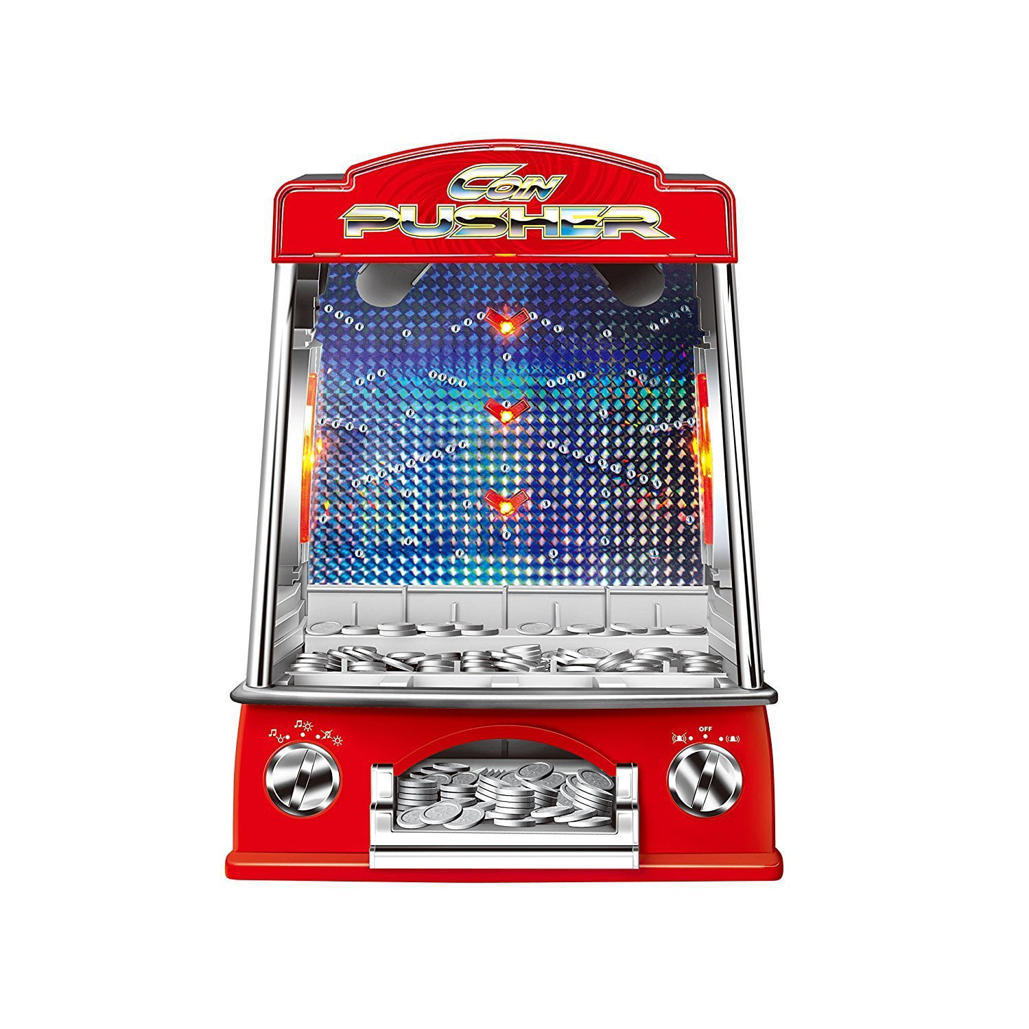 Mini Coin Pusher Arcade Game Machine , Lights and Sounds,150 Play Coins 