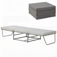 thumbnail image 4 of Full Size Metal Platform Bed Frame with Thick Padding,Foldable Ottoman for Small Room, Gray, 4 of 8