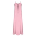 thumbnail image 7 of Yteetum Summer Dresses for Women Sleeveless Boho Print Tie Shoulder Spaghetti Strap Backless Cami Dresses Sundress Casual Solid Loose Comfy Travel Vacation Beach Dress, 7 of 7