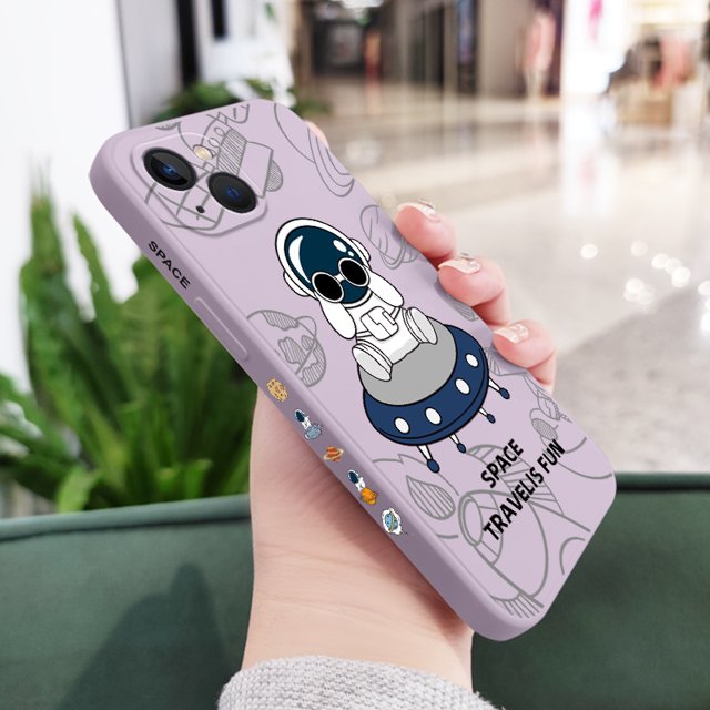 Funda De Teléfono De Astronautas De Crucero Para IPhone 13Pro 13 12 Mini Pro 5G Max Con Patrón Lateral De Silicona Líquida