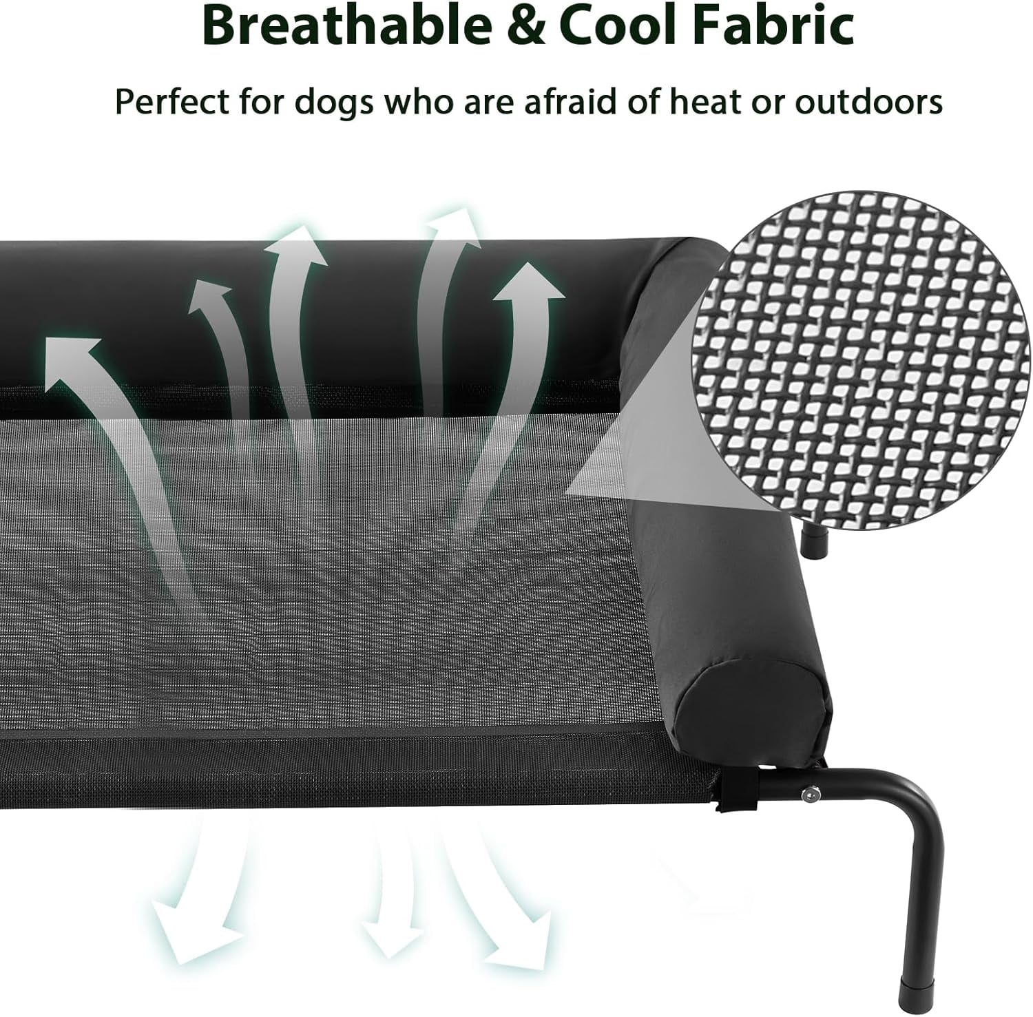 Cooling Elevated Dog Bed for Large Dogs – Waterproof Raised Dog Cot with Slope Headrest, Breathable Teslin Mesh, Durable & Portable Pet Bed for Indoor and Outdoor Use, Brown