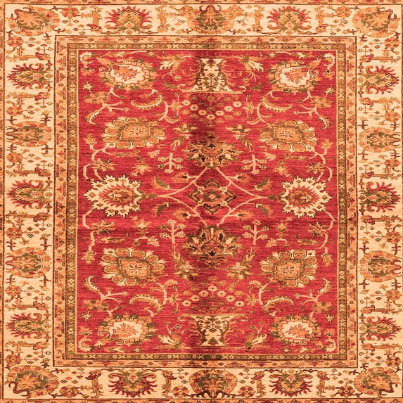 Ahgly Company Indoor Square Abstract Orange Modern Area Rugs, 5' Square