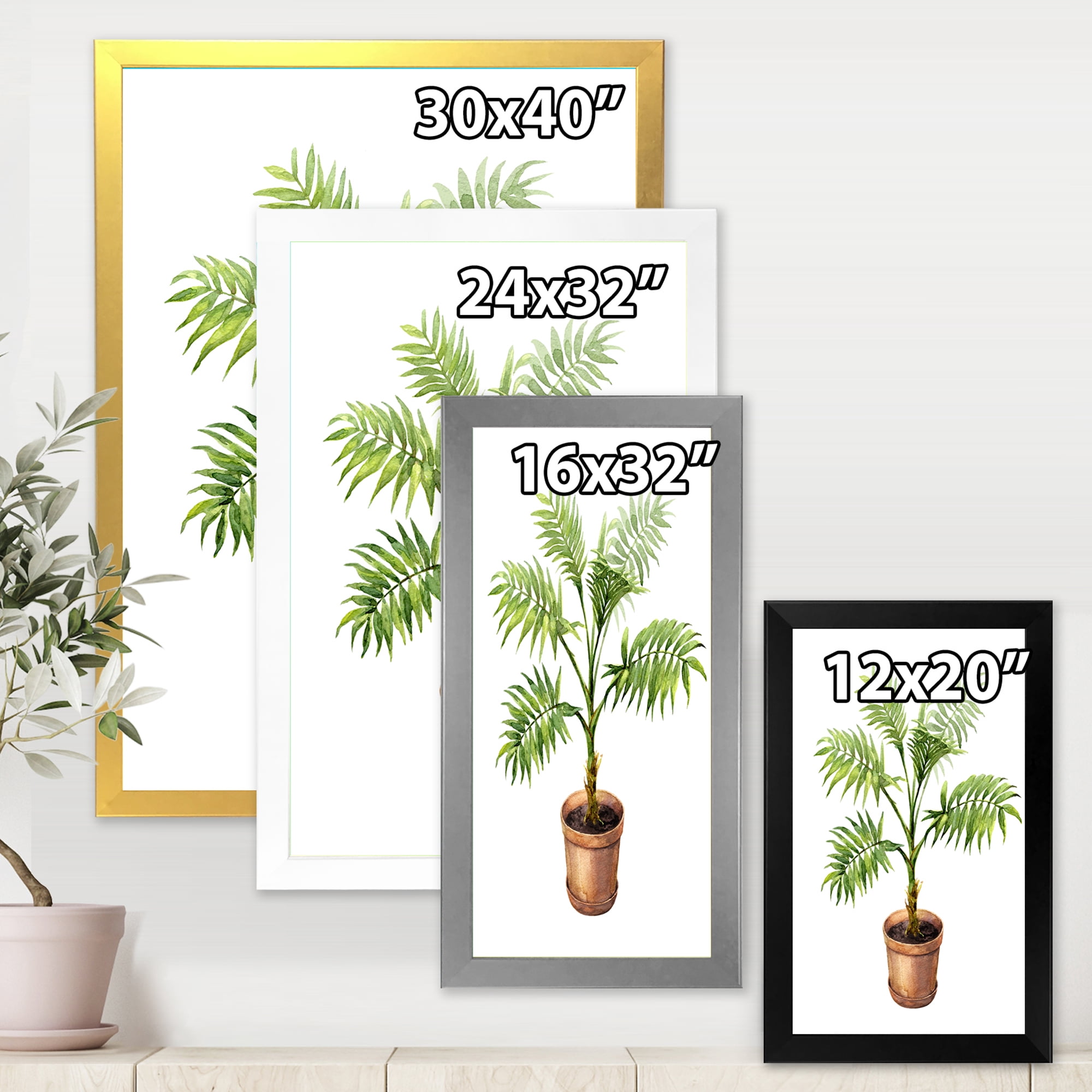 Designart 'Palm Plant In Clay Flowerpot' Traditional Framed Art Print