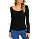 thumbnail image 1 of Blusa Fruncida Manga Larga Color Puro Slim Fit Moda Elegante Mujer Fruncida Top Negro XL, 1 of 6