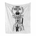 thumbnail image 1 of Deer Hunting Soft Flannel Fleece Throw Blanket, Sarcastic Humour Funny Words Monochrome Sketchy Illustration, Cozy Plush for Indoor and Outdoor Use, 50" x 70", Charcoal Grey and White, by Ambesonne, 1 of 5