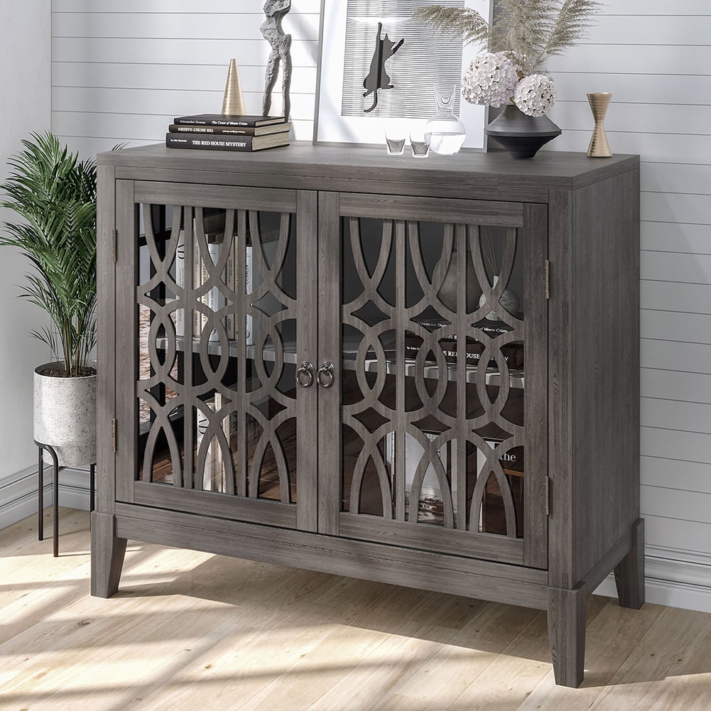 Kepooman Wood Accent Kitchen Buffet Sideboard, Entryway Serving Storage Cabinet with oors and Adjustable Shelf-Dining Room Console Living Room, Grey Kepooman Wood Accent Kitchen Buffet Sideboard, Entryway Serving Storage Cabinet with oors and Adjustable Shelf-Dining Room Console Living Room, Grey