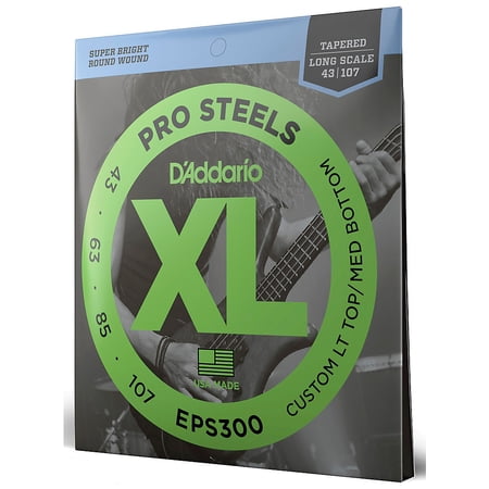 D'Addario EPS300 ProSteels Bass Guitar Strings Custom Light, 43-107, Long Scale