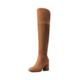 thumbnail image 1 of Botas DREAM PAIRS de gamuza marrón con ajuste elástico sobre la rodilla, talla 7, 1 of 5