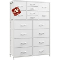 CRXX 57“H Tall Dresser for Bedroom with 16 Drawers,Fabric Dressers & chests of Drawers for Bedroom,Large Dresser for Closet,Sturdy Metal Frame & Wood Top,Entryway, Hallway-White