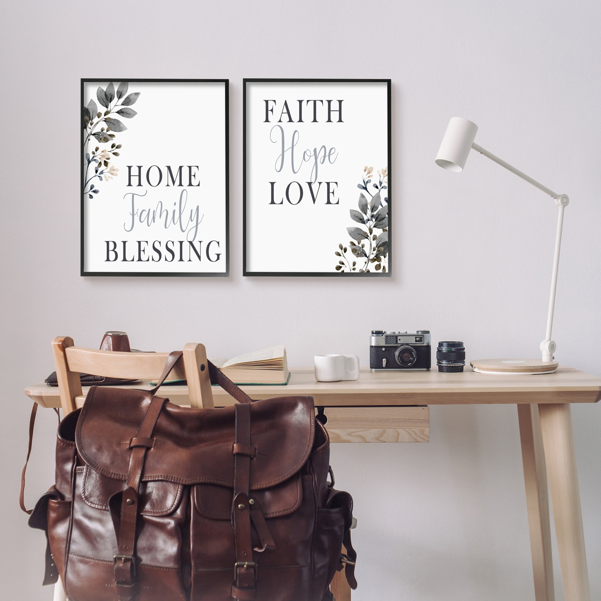 Stupell Industries Faith Hope Home Family Phrases Soft Black Florals, 16 x 20, Design by Kim Allen