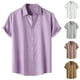 thumbnail image 4 of Camisa de manga corta de verano para hombre, color liso y solapa - Estilo sencillo y moderno, poliéster, para todas las estaciones, 4 of 8