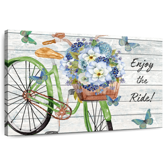 Elephant Stock Bicycle Inspirations Iii Wall Art - Horizontal Canvas Wall Art - Living Room Wall Decor - Transportation Canvas - Beige And Gray Decor By Jean Plout - 12" x 8"