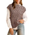 thumbnail image 6 of Arach&Cloz Women's Cotton Blend Cap Sleeve Side Slit Sweater Vest Fall Casual Tops 2025, 6 of 8