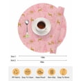 thumbnail image 6 of 15 Inch Round Placemats Set of 4, Christmas Pink Non Slip Heat Insulation PP Table Mats, Yellow Reindeer Xmas Pine Trees Winter Washable Place Mats for Kitchen Dining Party Table Decor, 6 of 7
