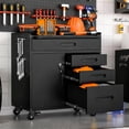 thumbnail image 2 of IKIMI Metal Garage Storage Cabinet with Wheels, Rolling Tool Cabinet with 2 Pegboard and 10 Hook for Workshop, Basement, Warehouse, 2 of 8