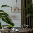 thumbnail image 6 of 20'' Modern Crystal Chandelier Matte Black Finish 6-Light Round Drum Pendant Light Fixture for Dining Room Kitchen, 6 of 8