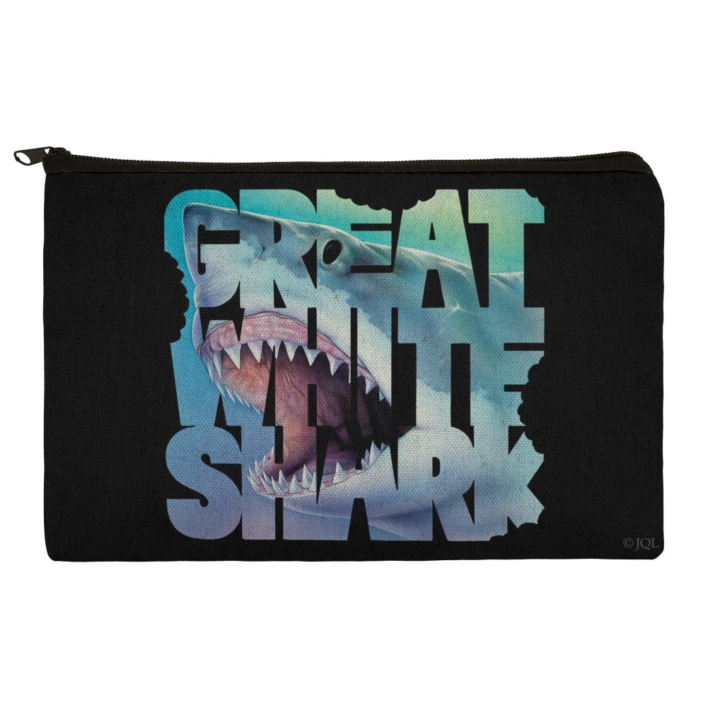 Great White Shark Bites Scuba Diving Pencil Pen Organizer Zipper Pouch Case