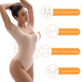 thumbnail image 3 of SHAPERX Square Neck Short Sleeve Bodysuit for Women Tummy Control Shapewear Seamless Sculpting Body Shaper, 3 of 8