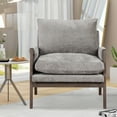 thumbnail image 2 of Velvet Accent Armchair, Mid-Century Modern Arm Chair with Wide Seat, Upholstered Armchair Comfy Retro Bedroom Side Chair with Solid Wood Frame, Gray, 2 of 9