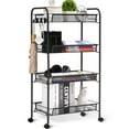 thumbnail image 6 of KK KINGRACK 4 Tier Metal Rolling Cart, Storage Cart with Wheels, Utility Cart for Office,School, Organize, Black, 6 of 9