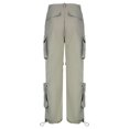 thumbnail image 4 of Gibobby Mujer Talla 14 Cintura elástica ajustable Nariz de cerdo Hebilla Botón de cremallera Estilo de novio Bolsillo Sueltos Hip Hop Tejido Monos casuales (Grey, M), 4 of 5