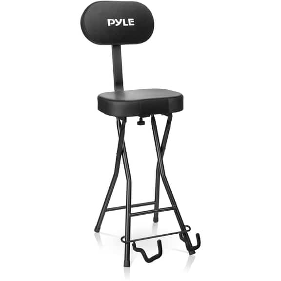 Pyle PYG60 Performer Chair Seat Portable Stool with Adjustable Guitar Stand